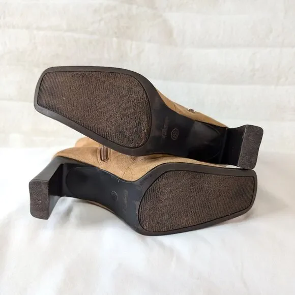 Predictions Square Toe Block Heel Suede-Like Ankle Boots - Picture 7 of 8